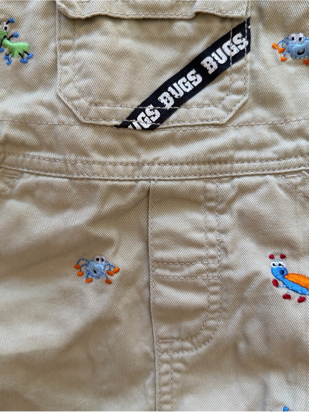 Embroidered Bug Shortalls for Kids - Picture 2 of 2